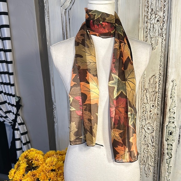 Autumn Leaf Print Rectangle Scarf - Picture 1 of 5